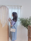Denim 淺牛仔色平領吊帶裙尾開叉 Dress/ DS9904