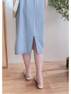Denim 淺牛仔色平領吊帶裙尾開叉 Dress/ DS9904