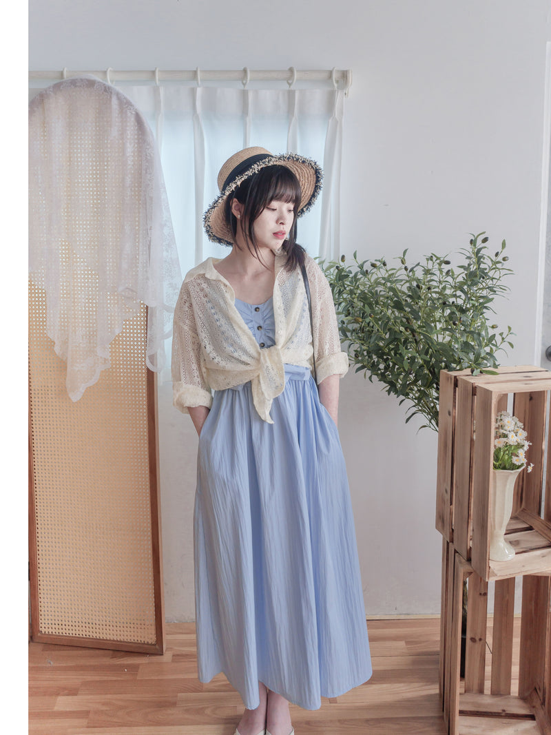 （肩帶可調) Alice 吊帶V領皺褶衣身連身裙 Dress/ DS9900