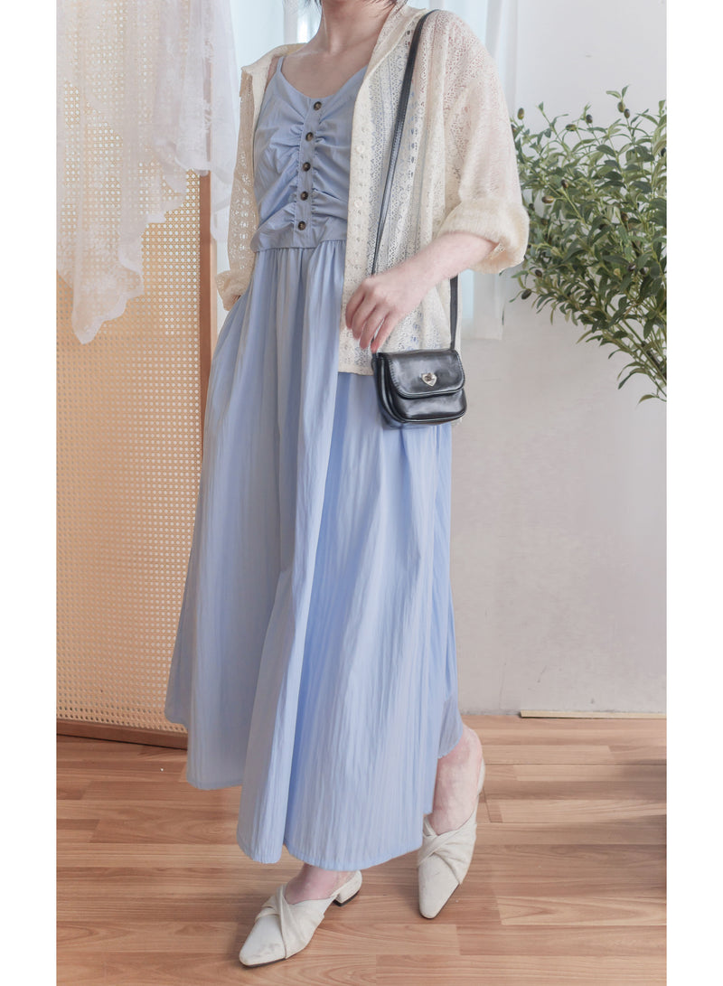 （肩帶可調) Alice 吊帶V領皺褶衣身連身裙 Dress/ DS9900
