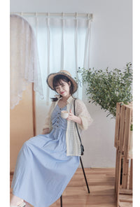 （肩帶可調) Alice 吊帶V領皺褶衣身連身裙 Dress/ DS9900