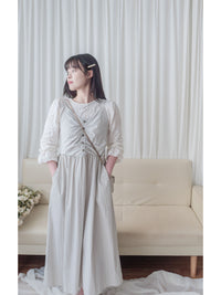 （肩帶可調) Alice 吊帶V領皺褶衣身連身裙 Dress/ DS9900