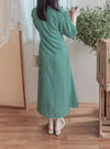 Shadow Floral V領單色簡約印花前修腰 Dress/ DS9903
