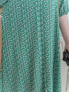 Shadow Floral V領單色簡約印花前修腰 Dress/ DS9903