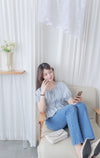 (完美視覺比例) stripe 顯瘦內肩線暗條紋修腰 Blouse/ TP9146