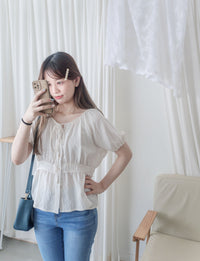 (完美視覺比例) stripe 顯瘦內肩線暗條紋修腰 Blouse/ TP9146