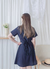 Linen 麻棉顯瘦弧腰線連身裙 Dress/ DS9909 (Beige/Mustard soldout)