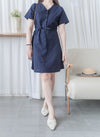 Linen 麻棉顯瘦弧腰線連身裙 Dress/ DS9909 (Beige/Mustard soldout)