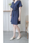 Linen 麻棉顯瘦弧腰線連身裙 Dress/ DS9909 (Beige/Mustard soldout)