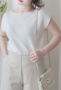 Boat Collar 冰絲無肩線彈性船領上衣 Top/ TP9150 (White / Mint sold out)