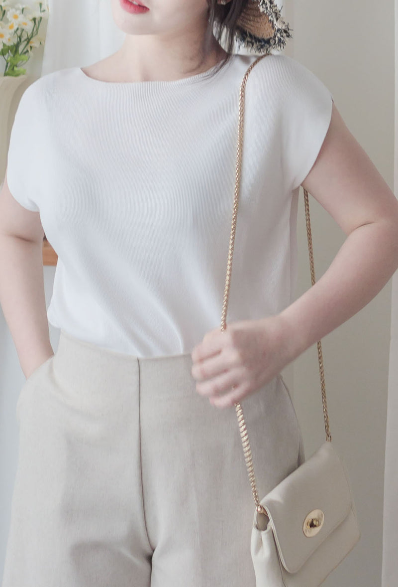 Boat Collar 冰絲無肩線彈性船領上衣 Top/ TP9150 (White / Mint sold out)