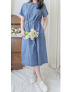 【現貨限量回歸】Denim 車線設計修腰牛仔連身裙 Dress/ DS9912
