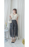 Midnight Starry 全橡筋深藍紋理飄逸花裙 Skirt/ SK8893 (pre-order 6月4日截單)