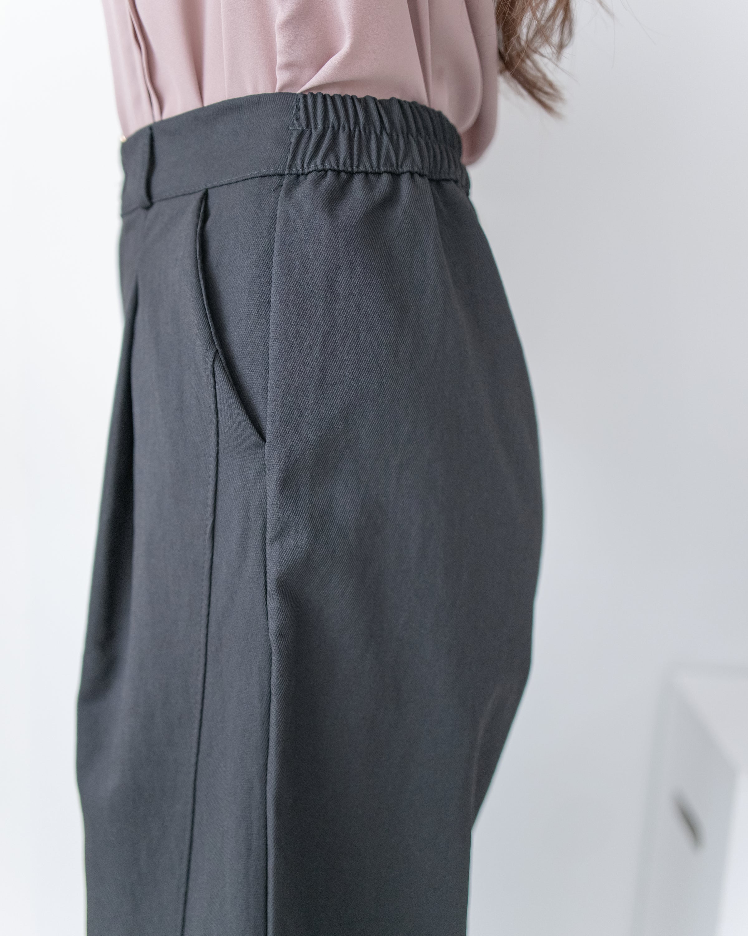 Stitched-Line Pants 棉質立體車線顯瘦寬腿西褲/ PT8477 (pre-order black)