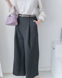 Stitched-Line Pants 棉質立體車線顯瘦寬腿西褲/ PT8477 (pre-order black)