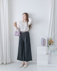 Stitched-Line Pants 棉質立體車線顯瘦寬腿西褲/ PT8477 (pre-order black)