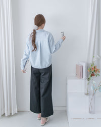 Stitched-Line Pants 棉質立體車線顯瘦寬腿西褲/ PT8477 (pre-order black)