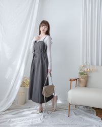 Geometric Vest Dress 幾何剪裁質感面料修飾線條吊帶長裙/ DS1081