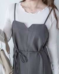 Geometric Vest Dress 幾何剪裁質感面料修飾線條吊帶長裙/ DS1081