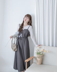 Geometric Vest Dress 幾何剪裁質感面料修飾線條吊帶長裙/ DS1081