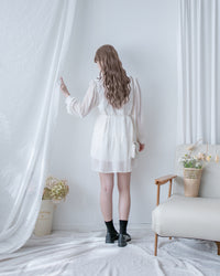 Chiffon Square Collar Dress
 雪紡方領層次感飄逸連衣裙/ DS1082