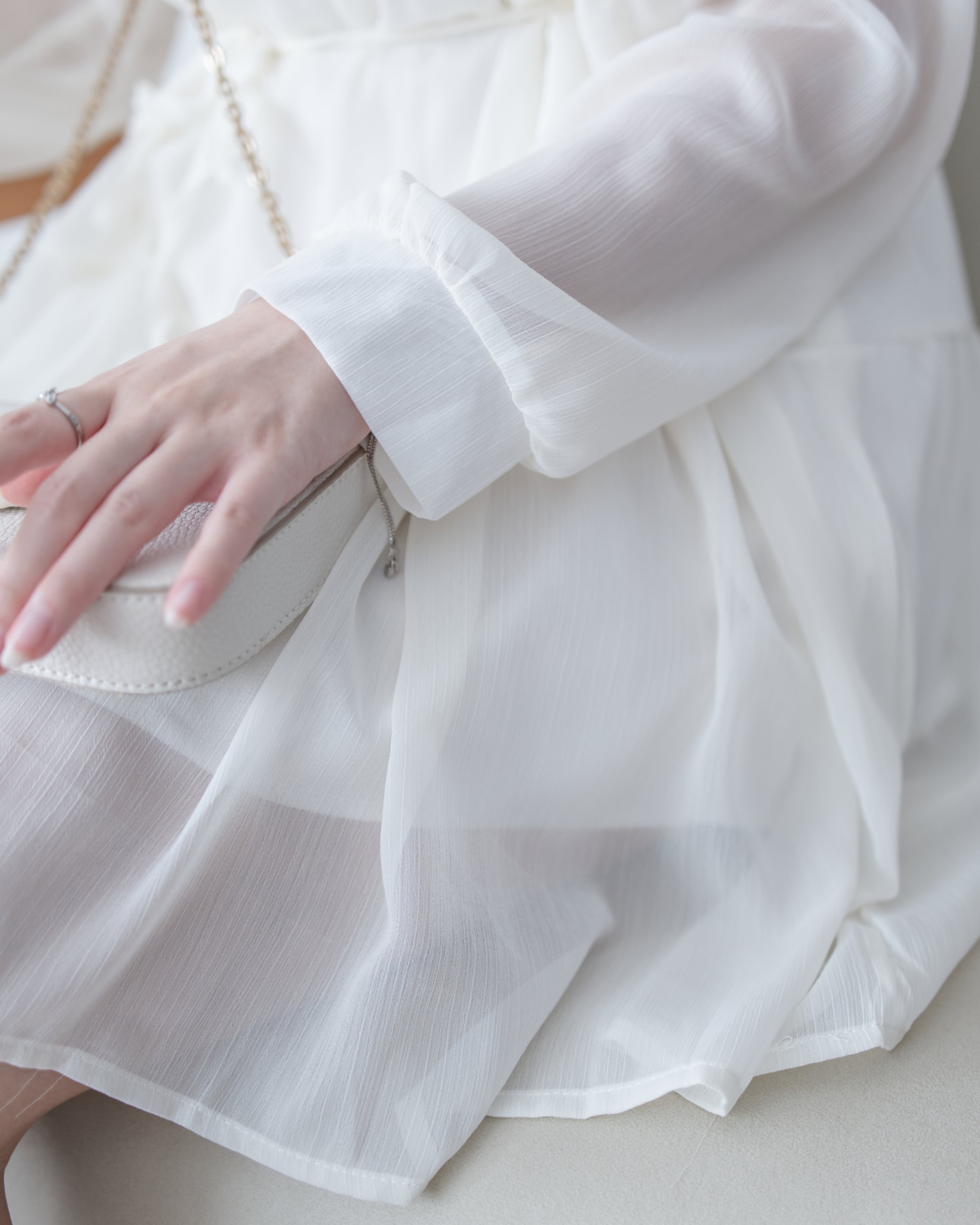 Chiffon Square Collar Dress
 雪紡方領層次感飄逸連衣裙/ DS1082