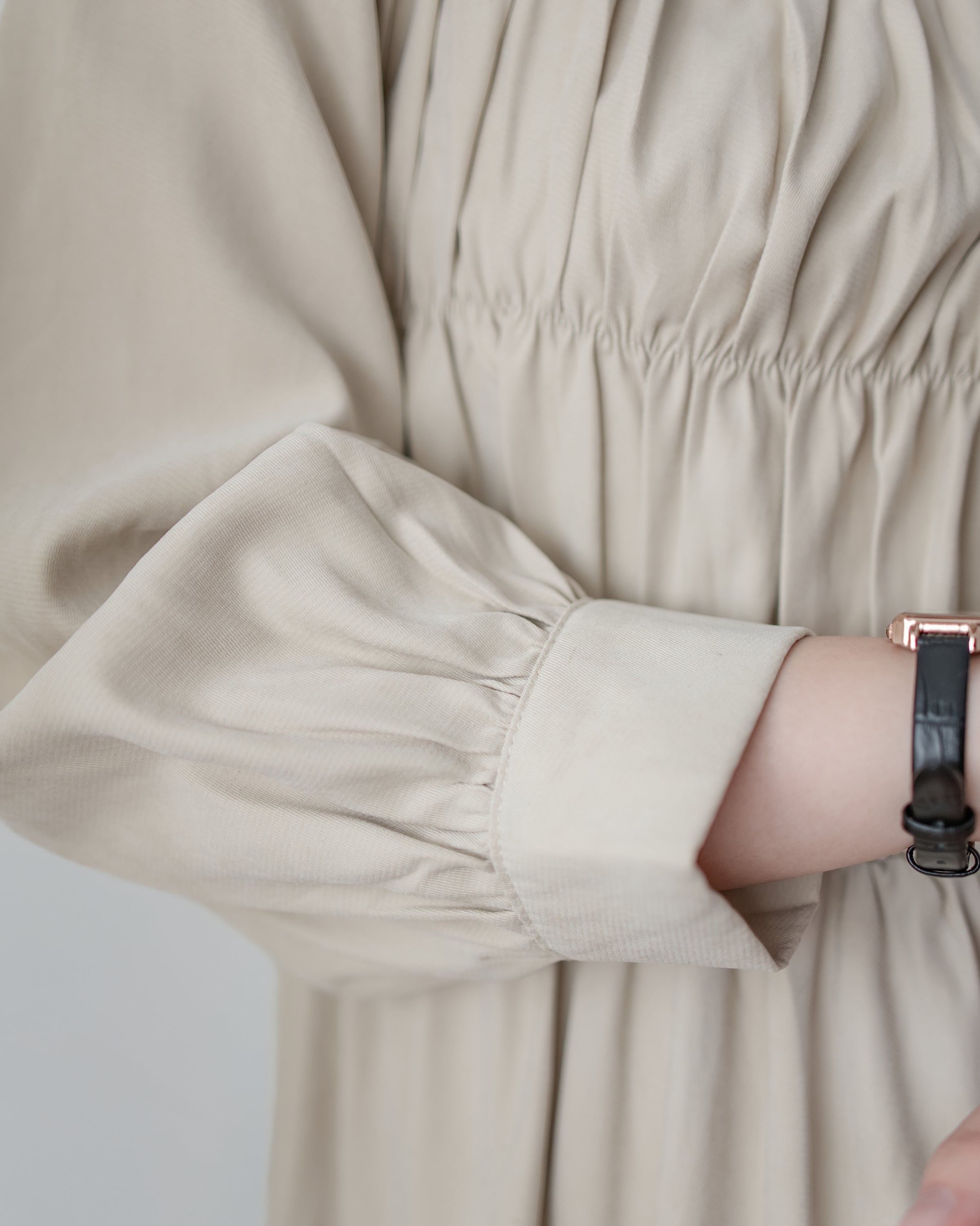 Sophie Dress 方領柔霧面料橡筋修身傘魚尾長裙/ DS1086