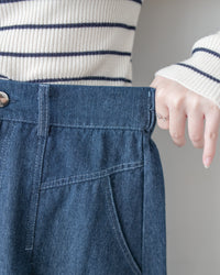 Scarf Denim Skirt 法式絲巾腰帶顯瘦車線牛仔裙/ SK8933