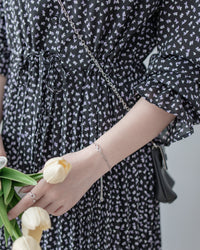 Watercolour Heart Pleated Dress 氣質水彩疊層心形V領百褶連身裙/ DS1085