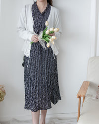 Floral Edge Cardigan 花邊修身彈力輕修腰針織上衣外套/ TP9209