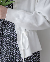 Floral Edge Cardigan 花邊修身彈力輕修腰針織上衣外套/ TP9209