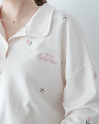 Embroidery Daisy Top  花形刺繡棉質翻領上衣/ TP9212