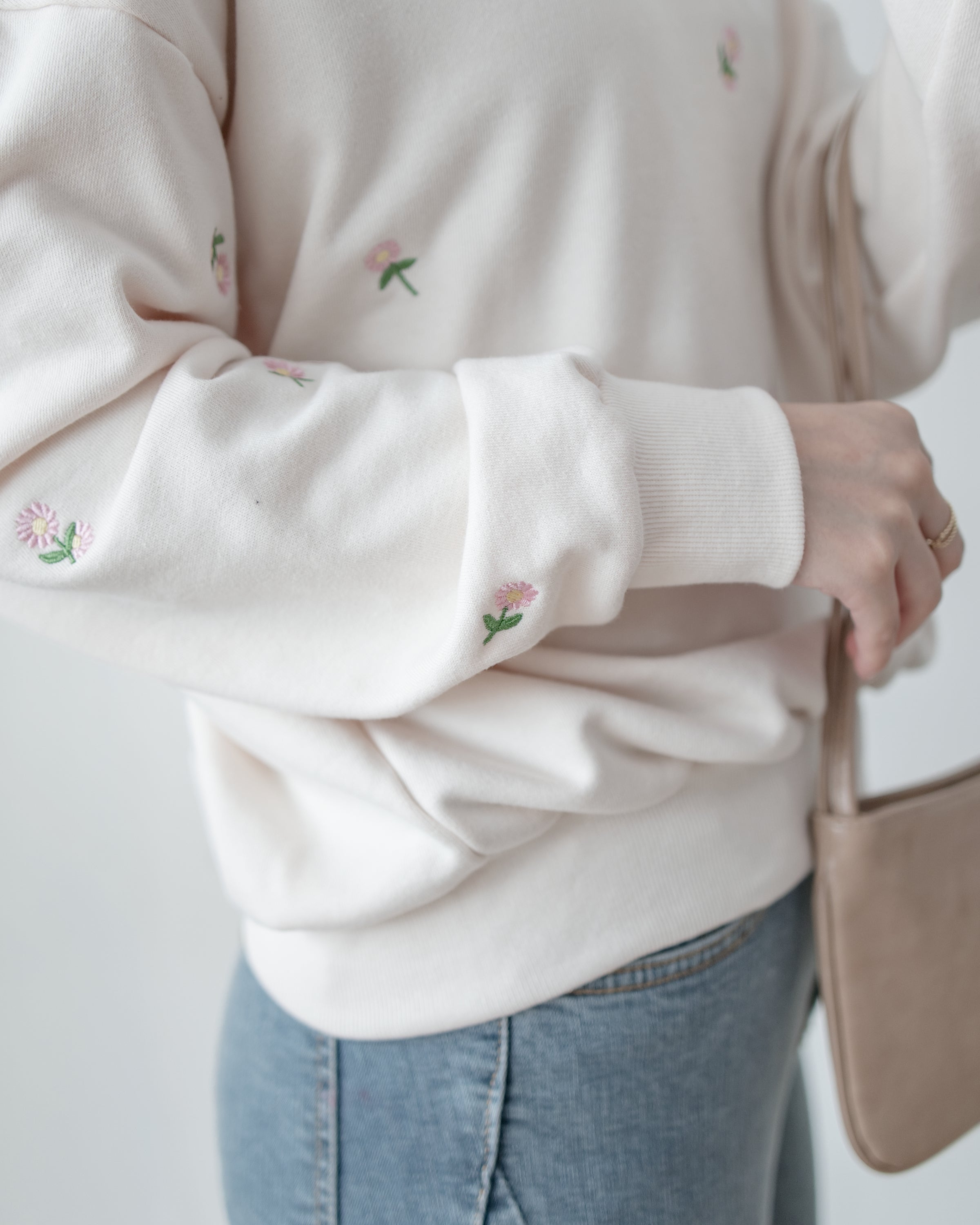 Embroidery Daisy Top  花形刺繡棉質翻領上衣/ TP9212