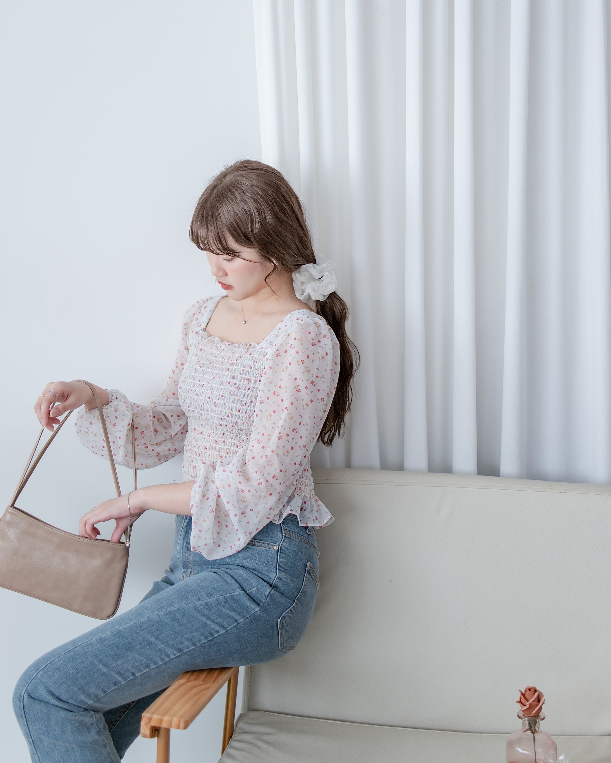 Double Strap Shoulder Bag 輕法式光澤皮感細帶腋下包/ BG8093