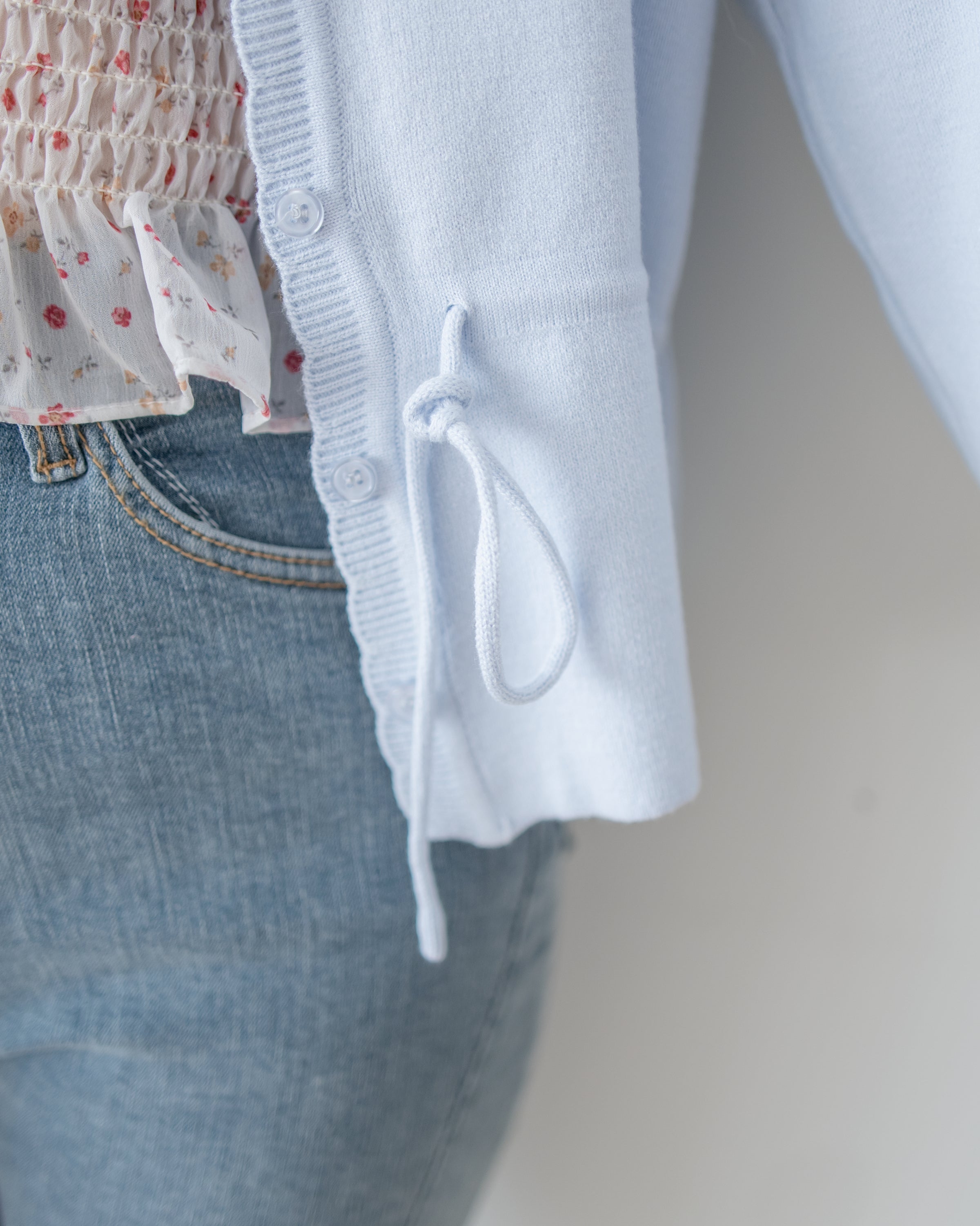 Floral Edge Cardigan 花邊修身彈力輕修腰針織上衣外套/ TP9209