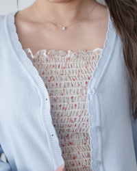 Floral Edge Cardigan 花邊修身彈力輕修腰針織上衣外套/ TP9209