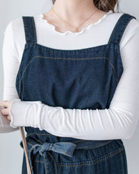 Denim Vest Dress 深藍隨性側開衩質感牛仔吊帶裙/ DS1084