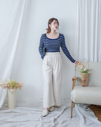 Linen-Cotton Skirt Pants 舒適麻棉仿真褲頭橡筋腰闊褲/ SK8932