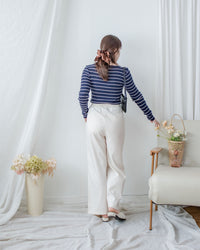 Linen-Cotton Skirt Pants 舒適麻棉仿真褲頭橡筋腰闊褲/ SK8932