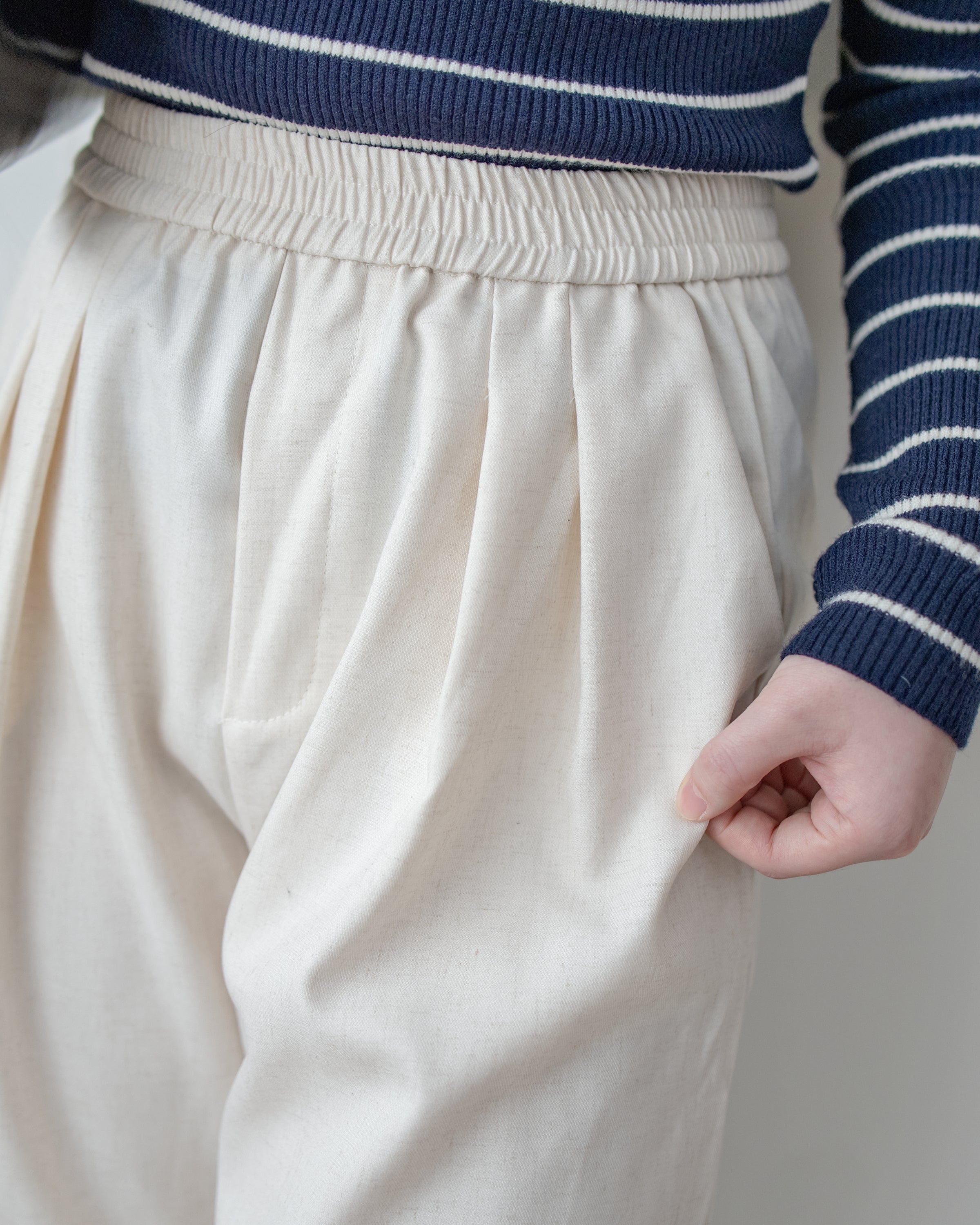 Linen-Cotton Skirt Pants 舒適麻棉仿真褲頭橡筋腰闊褲/ SK8932