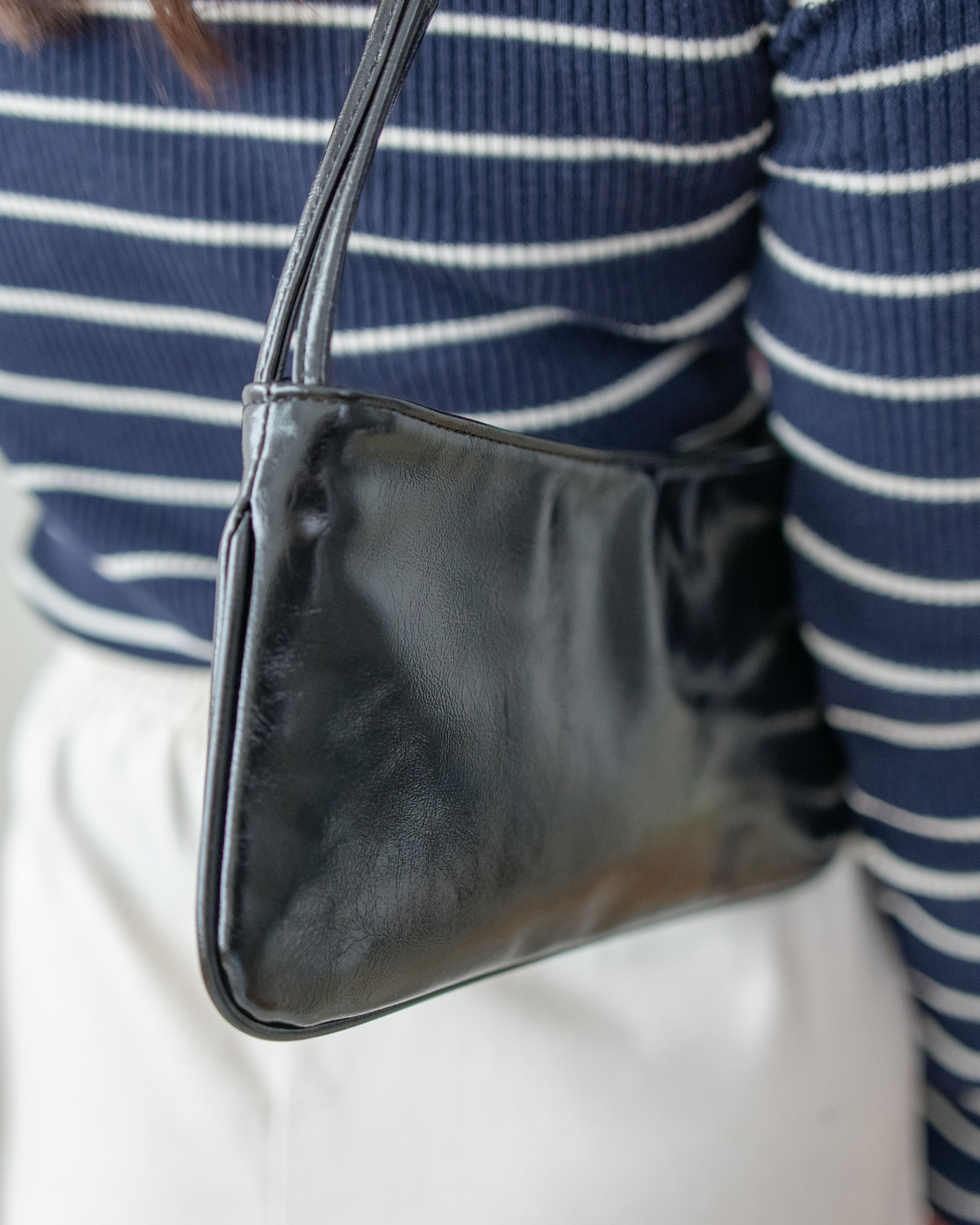 Double Strap Shoulder Bag 輕法式光澤皮感細帶腋下包/ BG8093