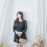 Chiffon Square Collar Dress
 雪紡方領層次感飄逸連衣裙/ DS1082