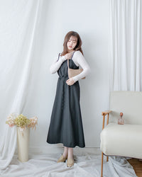 Geometric Vest Dress 幾何剪裁質感面料修飾線條吊帶長裙/ DS1081