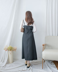 Geometric Vest Dress 幾何剪裁質感面料修飾線條吊帶長裙/ DS1081