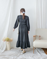 Sophie Dress 方領柔霧面料橡筋修身傘魚尾長裙/ DS1086