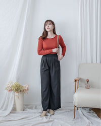 Linen-Cotton Skirt Pants 舒適麻棉仿真褲頭橡筋腰闊褲/ SK8932