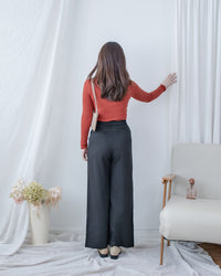Linen-Cotton Skirt Pants 舒適麻棉仿真褲頭橡筋腰闊褲/ SK8932