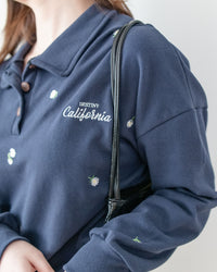 Embroidery Daisy Top  花形刺繡棉質翻領上衣/ TP9212