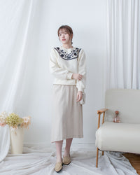 Ethic Embroidered  Pullover 輕復古民族刺繡彈性衛衣/ TP9210