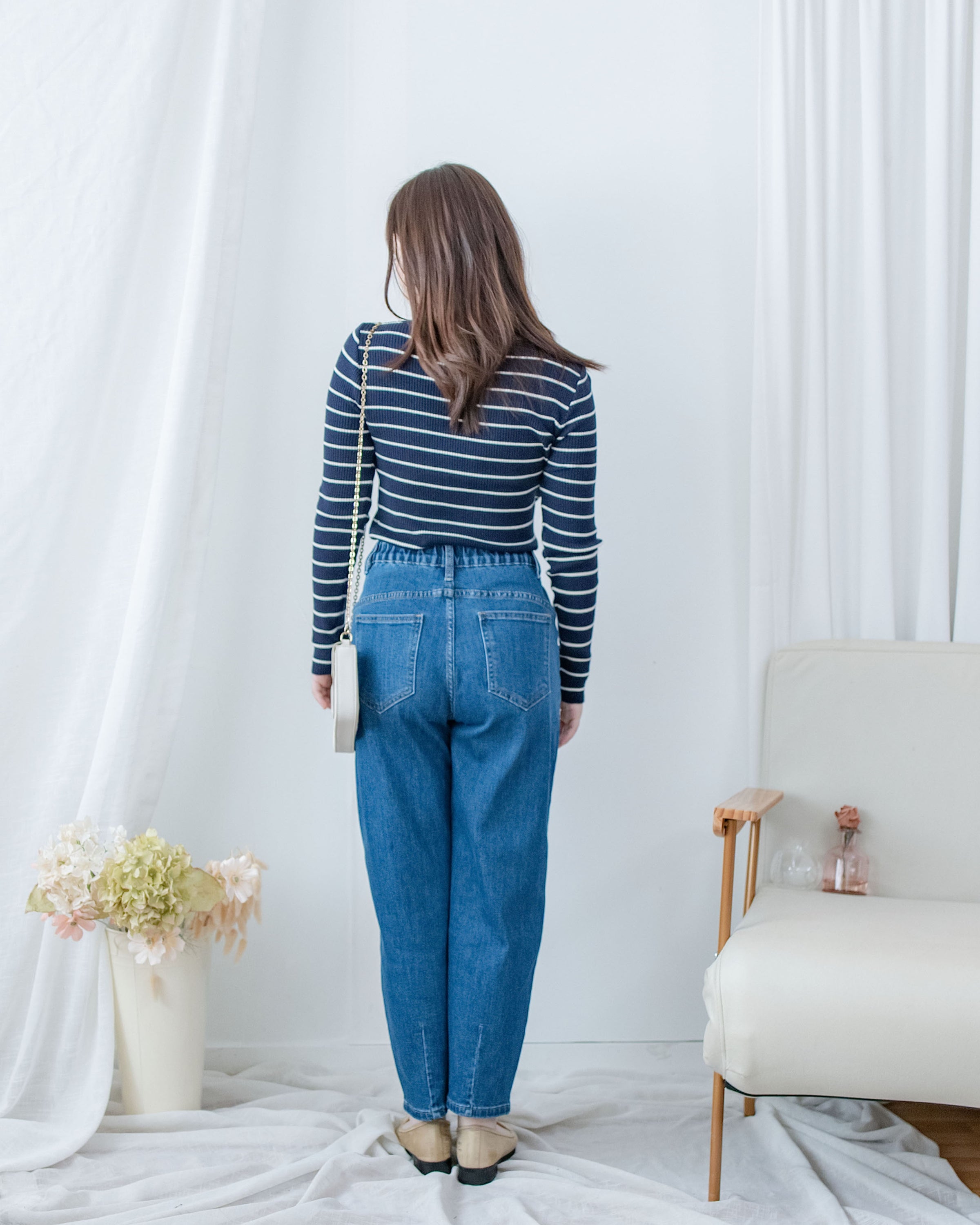 Square Collar Knit Top 法式方領顯瘦條紋針織打底上衣/ TP9211